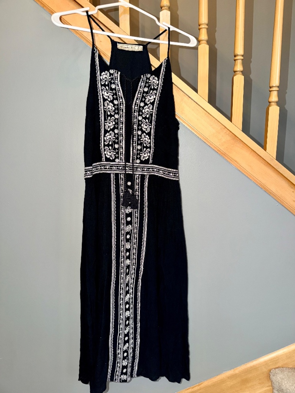 Abercrombie & Fitch Women's Black & White Embroidered Boho Dress Sz Small